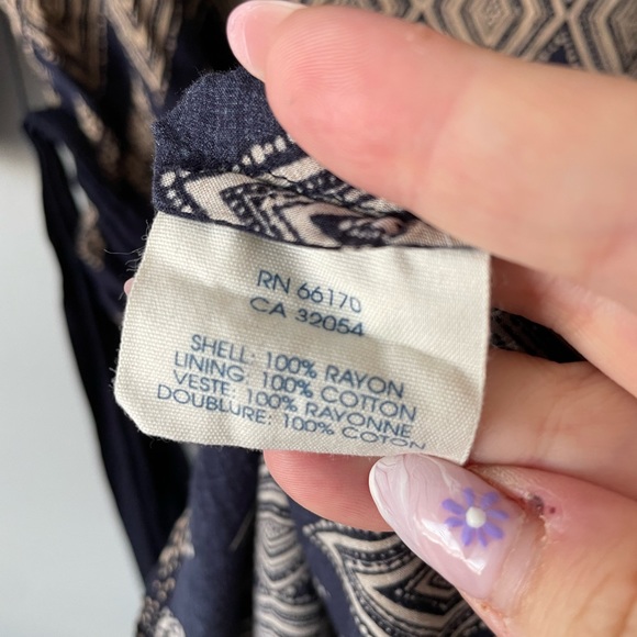 Anthropologie | Edme & Esyllte Navy Patterned Button Down Midi Dress Size 2 Larg - Picture 12 of 12